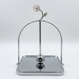 Silver Stainless Steel Square Candy & Dessert Serving Tray with Arch Handle – 15cm
