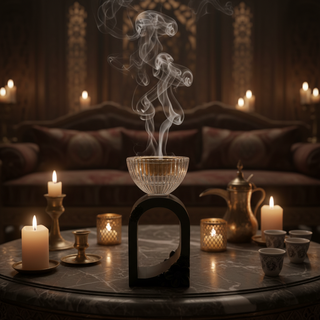Black Resin Arch & Crystal Glass Incense Burner | 15cm | Luxury Home Fragrance
