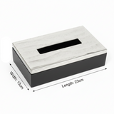 Luhpar Wave Textured Aluminum Tissue Box with Wooden Base - 23×13×7 cm
