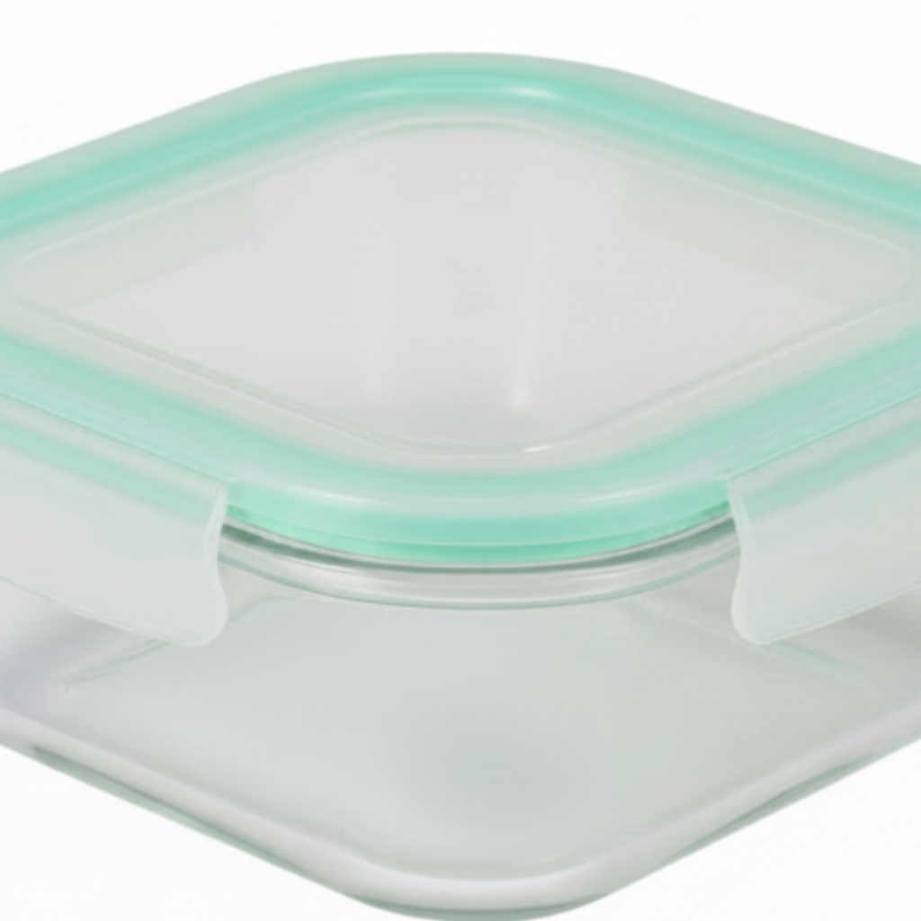 Spanis Home Square Glass Lunch Box with Airtight Clip Lid - 800ml