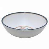 Vague White Melamine Bowl with Navy Blue Rim & Floral Design — 5.25 Inch