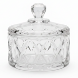 Germax Crystal Glass Sugar Pot with Lid | Diamond-Cut | 10×15cm