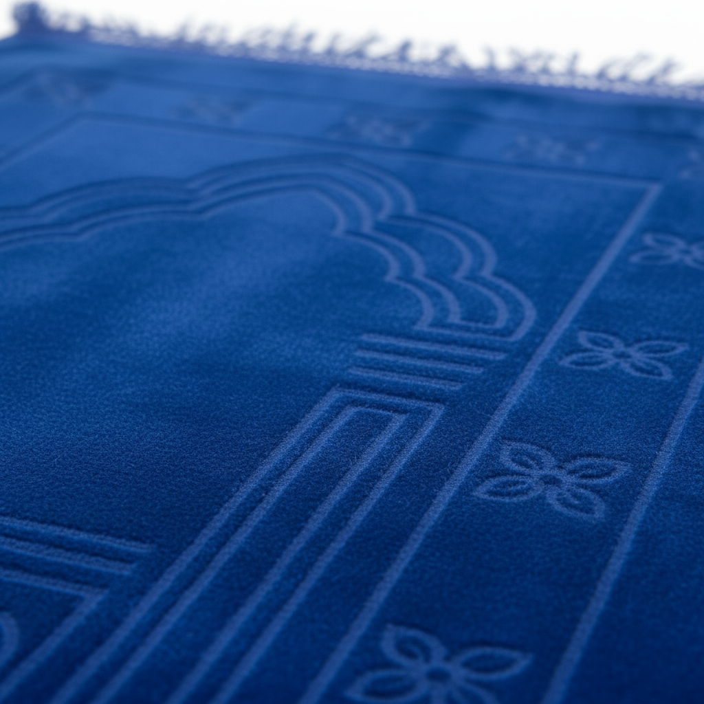 Blue Soft Velvet Prayer Mat – 100 × 65 cm