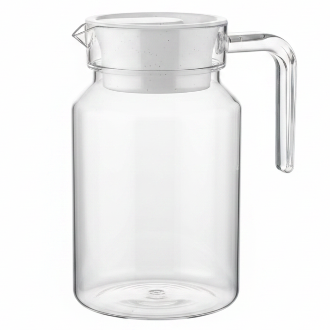 Acrylic Water Jug with White Lid – 16cm | Crystal Clear | BPA-Free