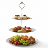 AKDC Silver 3 Tier Dessert Serving Stand Modern Multi Level Display Rack for Cakes and Pastries 35 cm