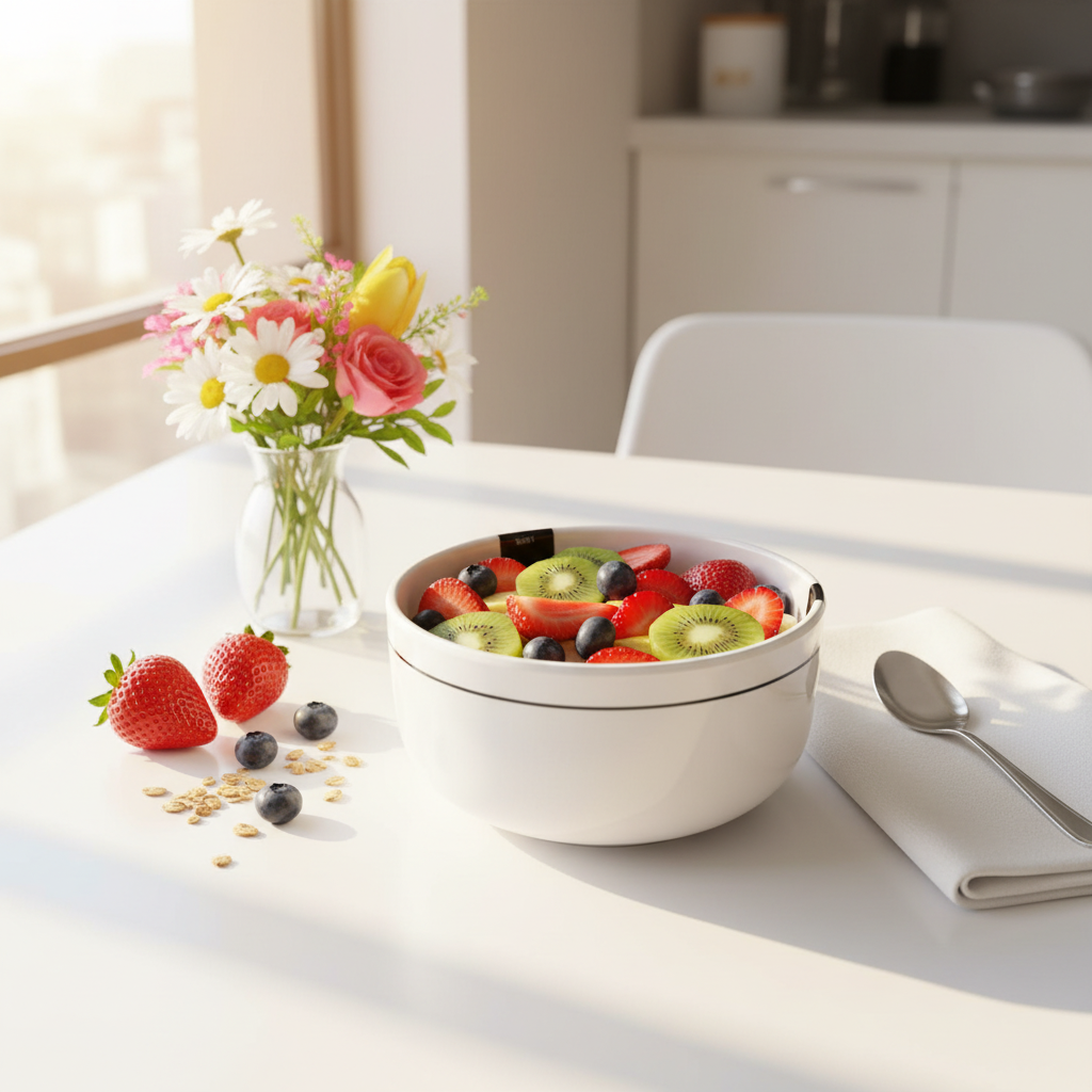 4Ever White Melamine Soup Bowl with Black Rim — 4 Inch