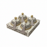 Cream & Gold Metal 4-Piece Candy Bowl Set with Tray - 27×27 cm