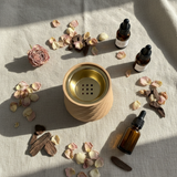 Peach Elegant Ceramic Incense Burner | Diamond-Faceted | Gold Inner Bowl | 10×7cm