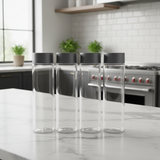 Jiham 4-Piece Clear Plastic Juice Bottles Set - 500ml - Grey Screw Cap