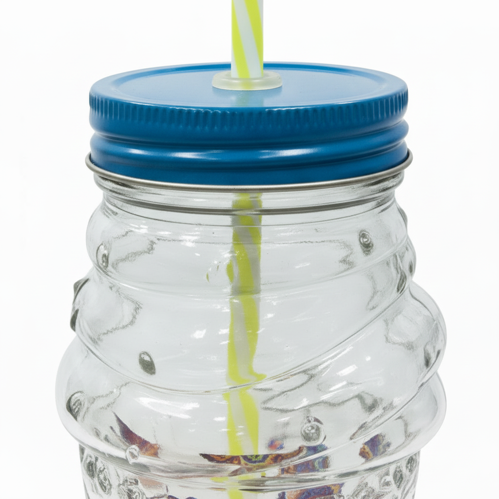 Glass Jar with Straw – 450ml