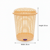 Exclusive Plastic Laundry Basket with Lid - 50 × 38 cm - Beige / Blue / Pink