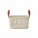 Sun Plast Plastic Basket with Handle - 15 × 27 × 18 cm - Grey / Cream