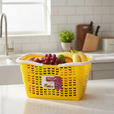 Happy Lyfe Plastic Utility Basket with Handle - 45×30×23cm - Yellow / Pink / Green / Light Blue