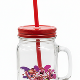 Glass Mason Jar Mug with Straw & Handle — 450ml