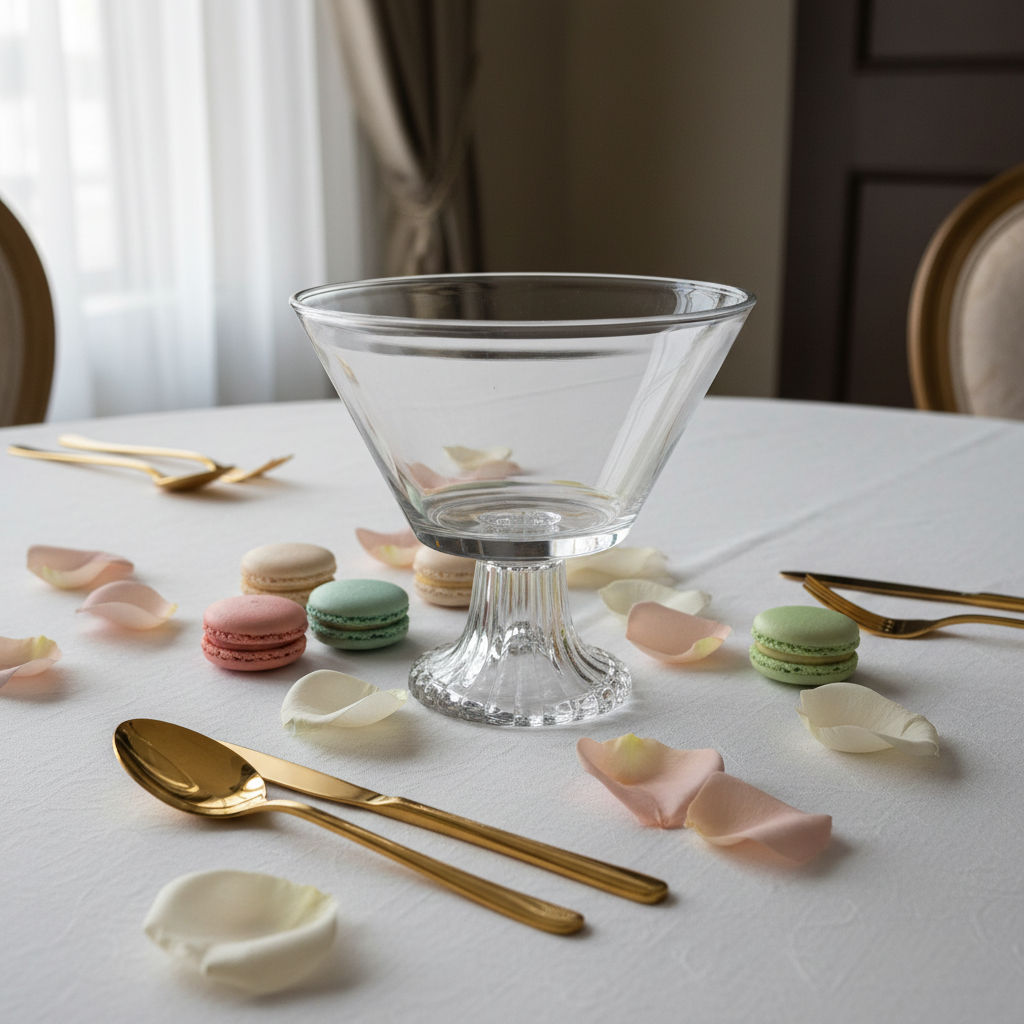 Crystal Glass Footed Candy Bowl - 15×15 cm