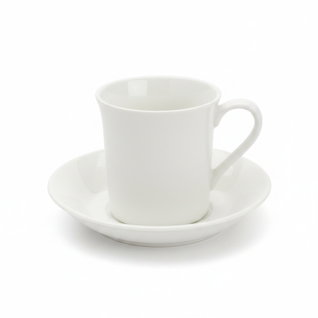 Porceletta White Ceramic Cup & Saucer Set – 200ml