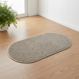 Oval Door Mat 62×38cm | Soft Loop Pile Rug | Non-Slip Entrance Mat for Home, Bathroom & Living Room | Beige Speckled Design | Durable Serged Edges