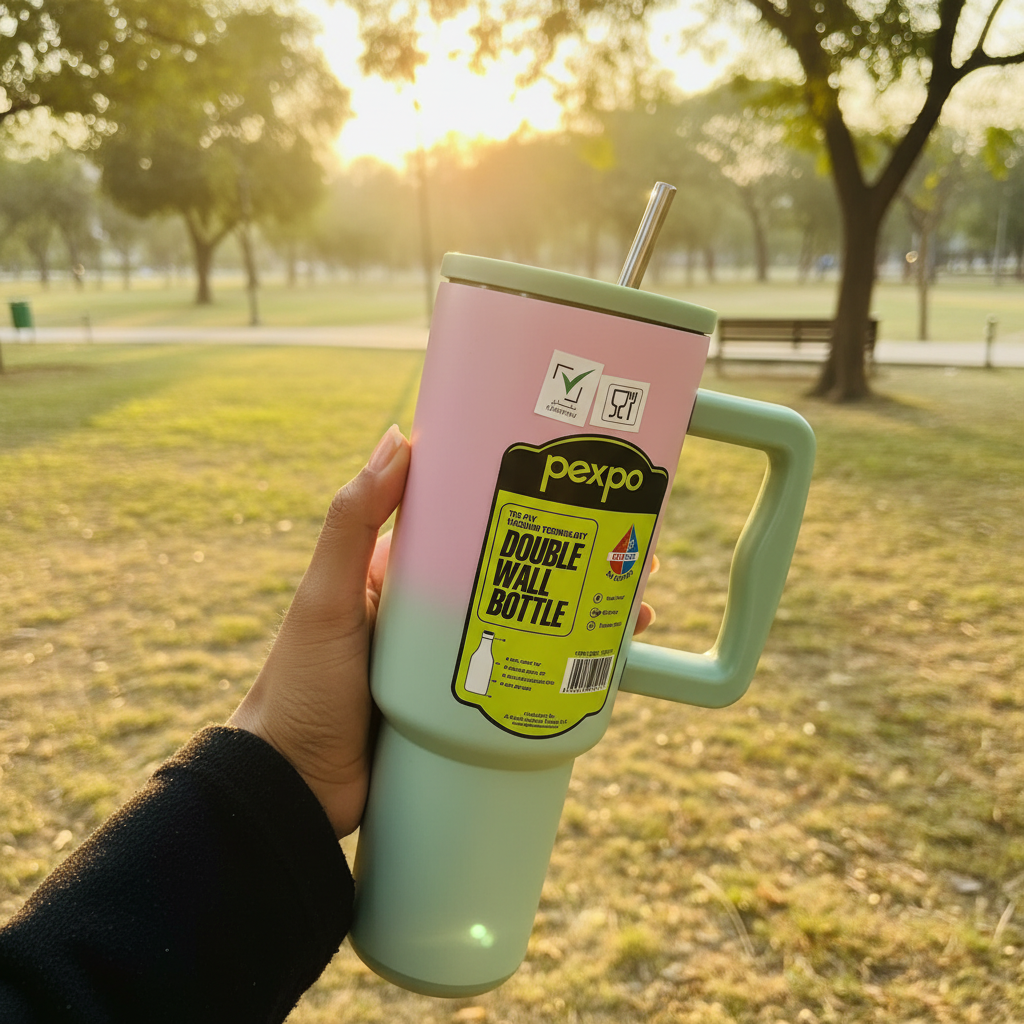 Pexpo Tri-Ply Double Wall Vacuum Insulated Stainless Steel Travel Bottle – 1200ml