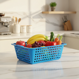 Plastic Multi-Purpose Kitchen Tray Basket - 37×30 cm - Blue / Pink