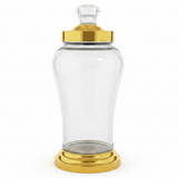 Elegant Glass Candy Jar with Golden Base & Lid — 3000ml