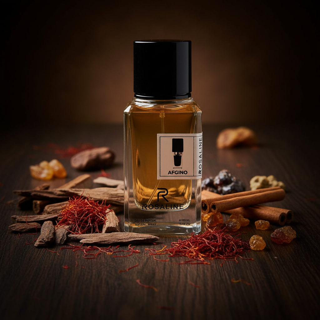 Rosaline Afgino Eau de Parfum 100ml | Luxury Unisex Fragrance with Saffron, Oud & Amber | Long-Lasting Natural Spray | Inspired Version |