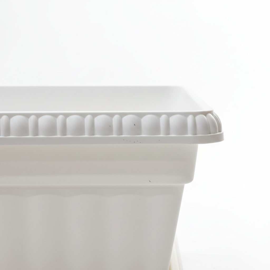 Family Plastic Winny Rectangular Planter Pot with Tray - 60×20 cm - White / Brown