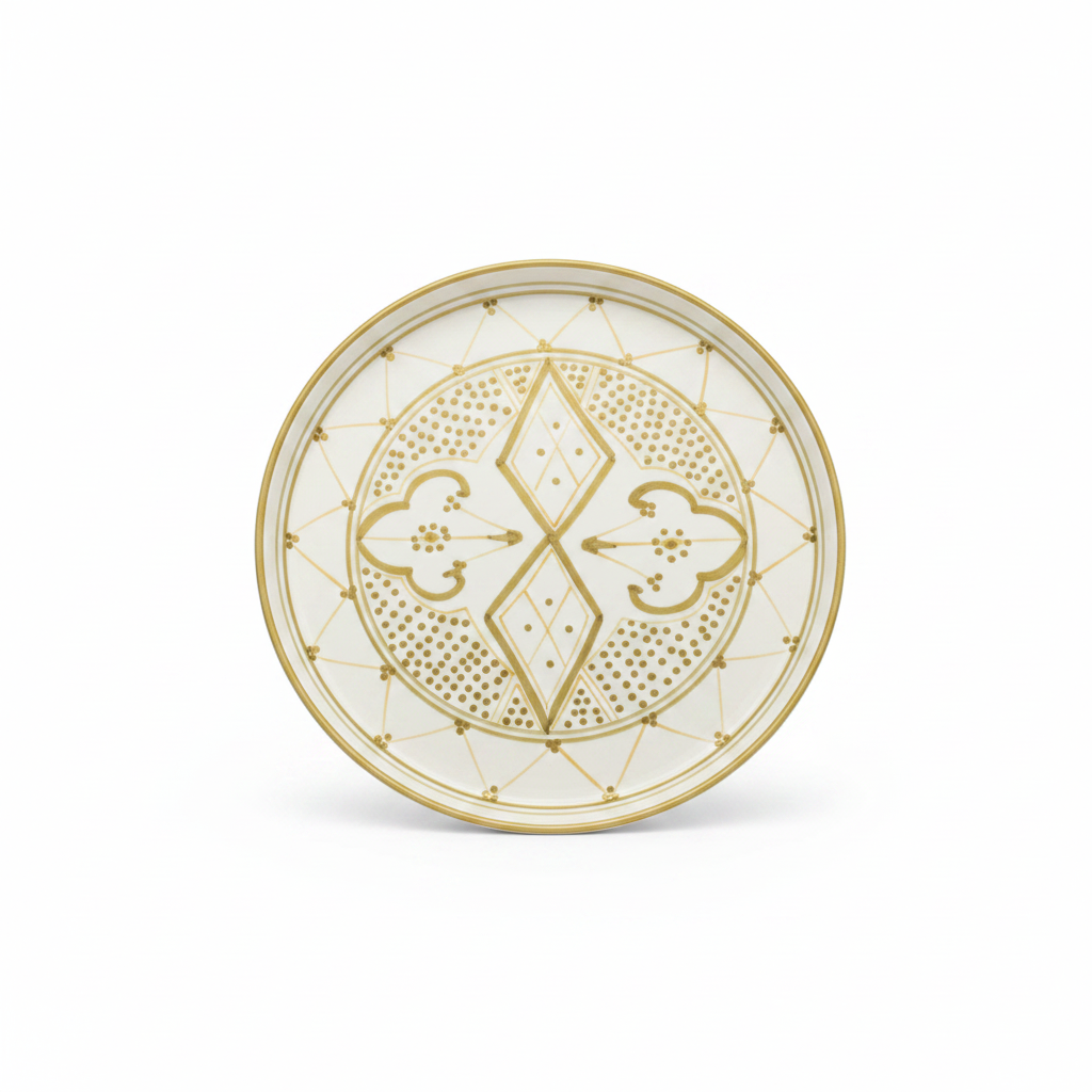 Slama Cream & Olive Gold Ceramic Plate - 26cm
