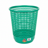 Family Round Plastic Dust Bin — 30×28 cm -  Blue / Green / Orange