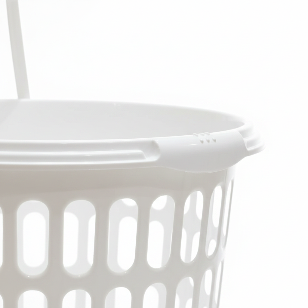 Sarvah White Plastic Laundry Basket with Handles - 38×38 cm