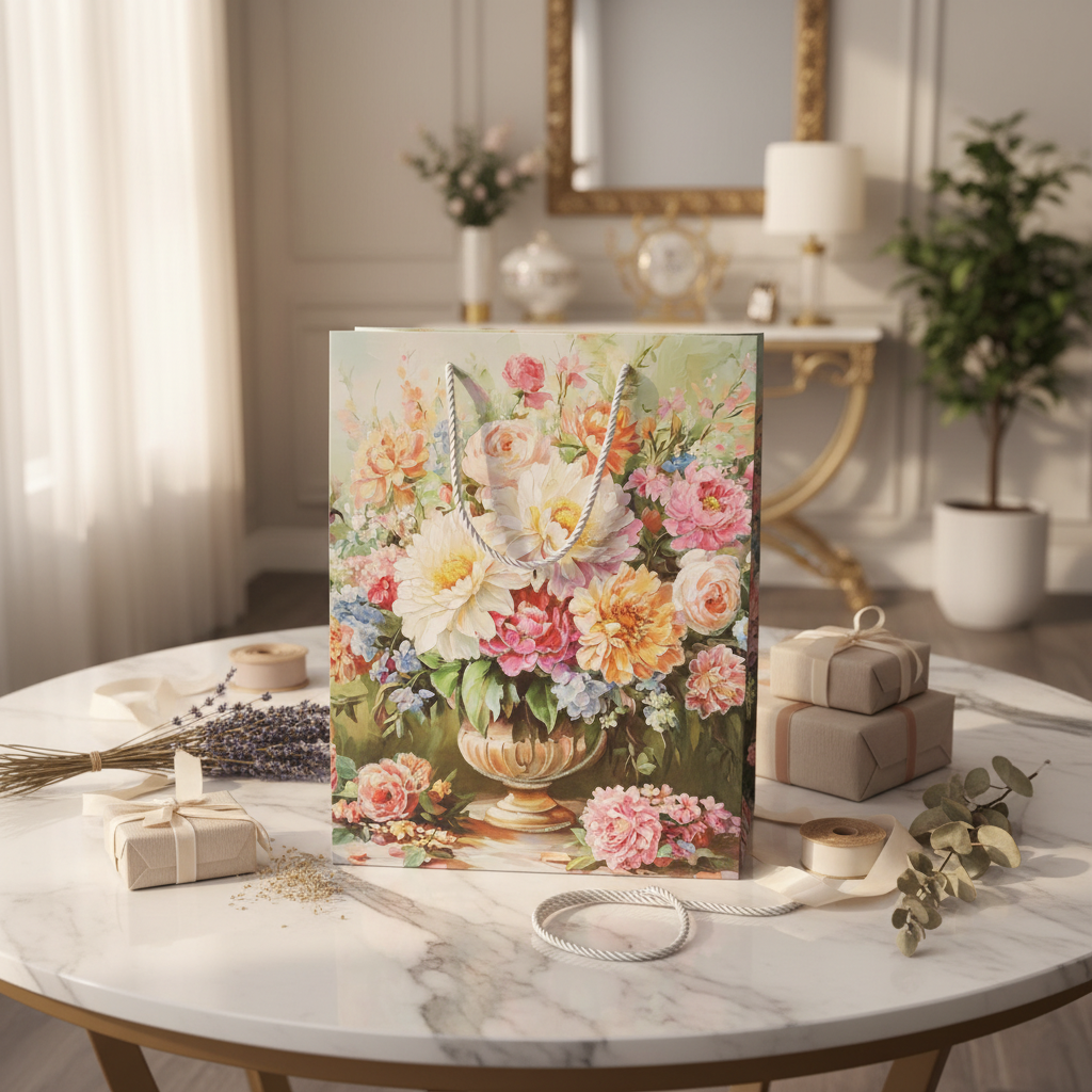 Floral Bouquet Paper Gift Bag - 40×30cm