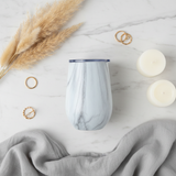 Elegant White Marble Stainless Steel Vacuum Cup with Lid | 360ml