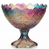 Elegant Iridescent Glass Footed Candy Bowl | 17×17 cm |