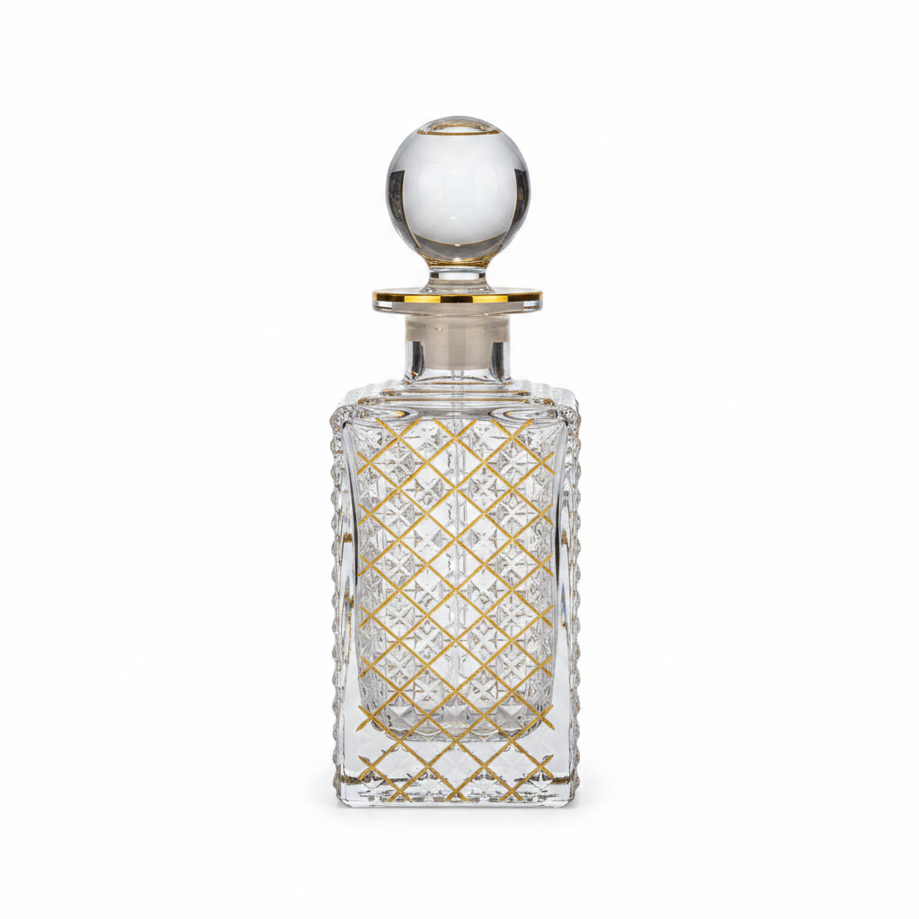 Mayflower Crystal Glass Perfume Bottle with Golden Design — 250ml