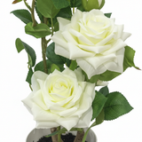 Marcolo Artificial White Rose Bonsai Plant with Speckled Plastic Pot - 40cm