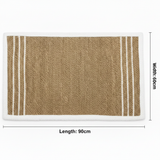 Rectangular Seagrass Mat Natural Braided Rug with White Border - 60×90 cm