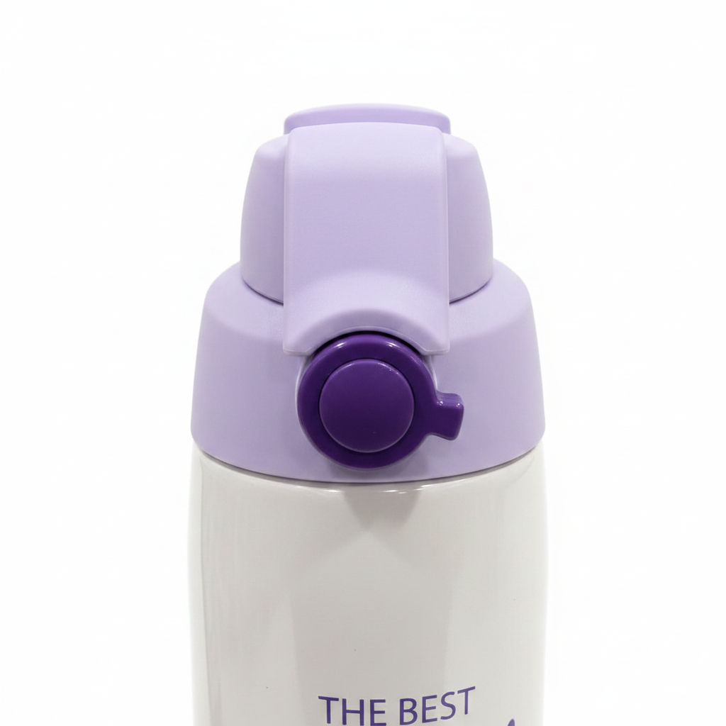 Spanis Home Purple & White Stainless Steel Vacuum Bottle - 600ml