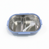 SBC 2-Section Plastic Lunch Box with Spork - 20×13 cm
