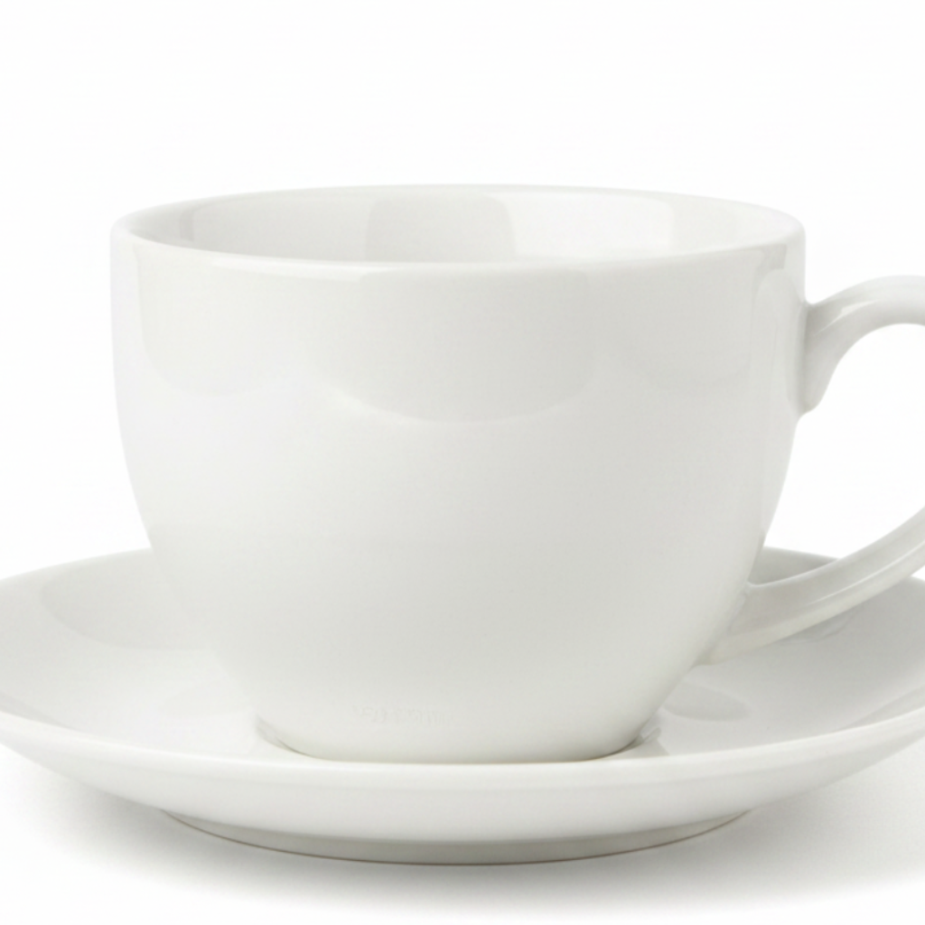 Porceletta White Ceramic Cup & Saucer Set — 200ml
