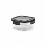 Spanis Home Glass Lunch Box with Black Plastic Clip Lock Lid — 800ml
