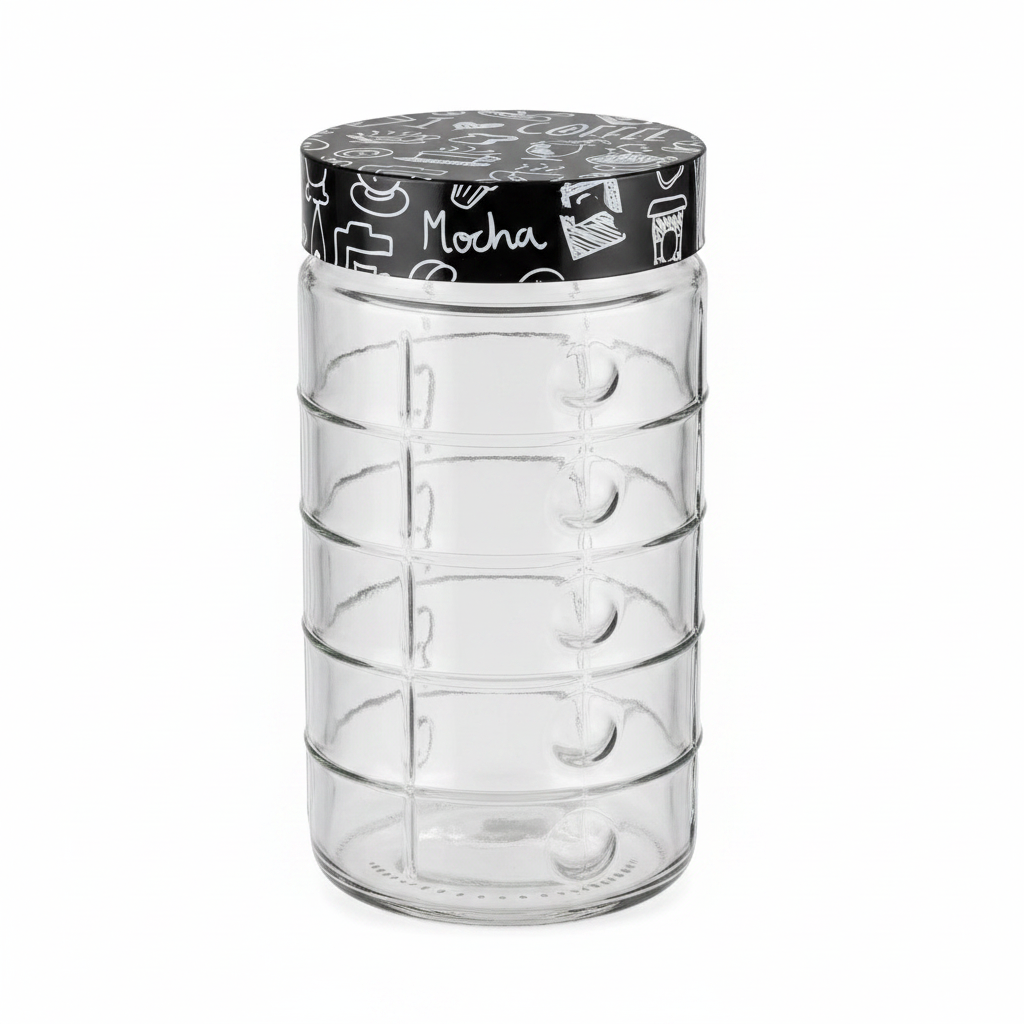 Herevin Glass Storage Jar with Black Lid - 18×10cm / 22×10cm
