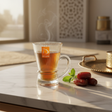 Deli  Ribbed Glass Tea Mug with Handle - 140ml