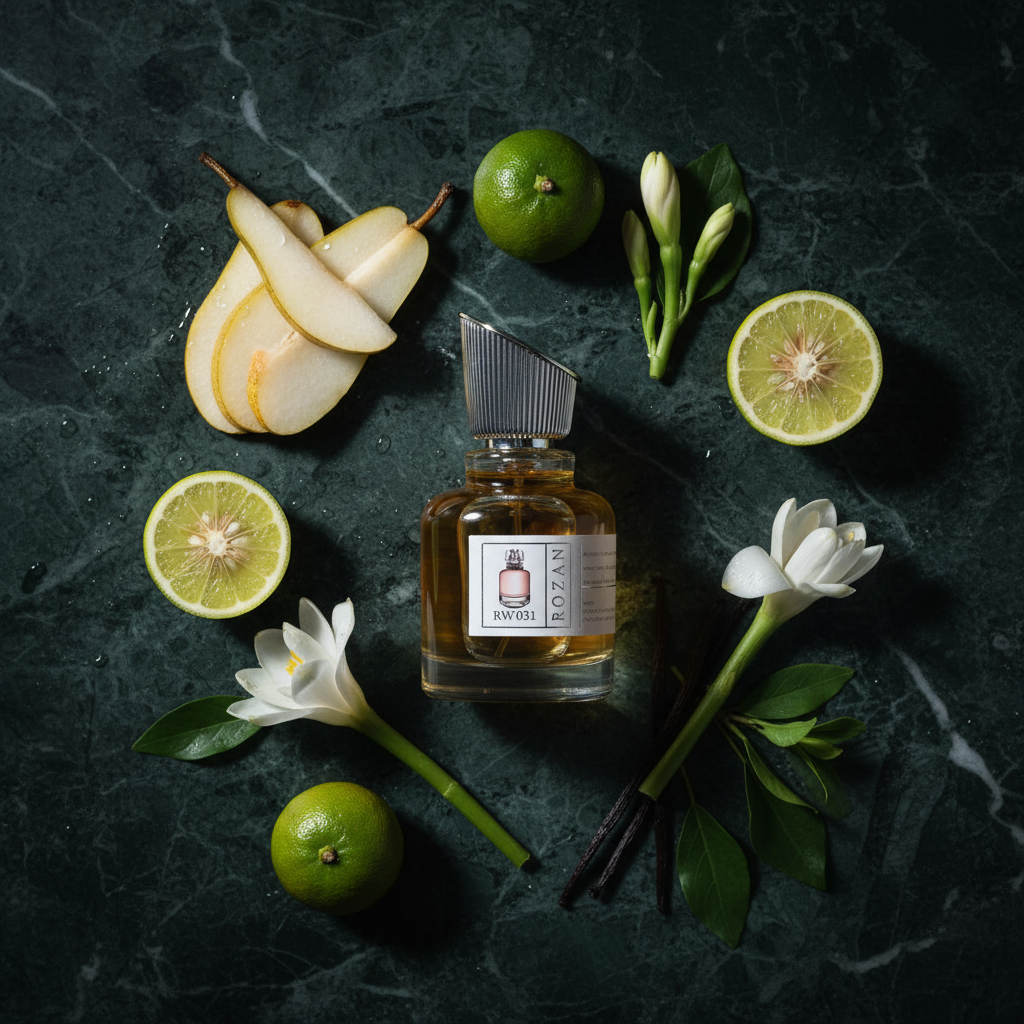 عطر روزان RW031 للنساء او دي بارفان 100 مل – عطر شرقي زهري مع الكمثرى، البرغموت، مسك الروم والفانيليا | بخاخ طبيعي يدوم طويلاً | نسخة مستوحاة |