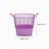 Plastic Laundry Basket with Handles - 36×40 cm - Purple  / Yellow / Green