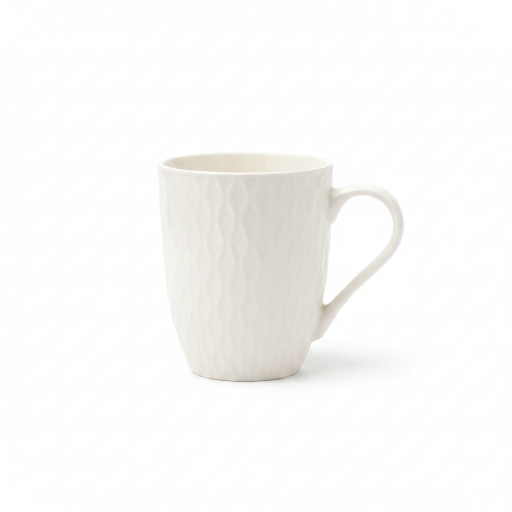 White Diamond Quilted Ceramic Mug – 300ml