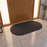 Oval Anti-Slip Door Mat | Dense Pile Entrance Rug with Non-Slip Backing | 62×38 cm | Charcoal Grey | Indoor & Outdoor Use