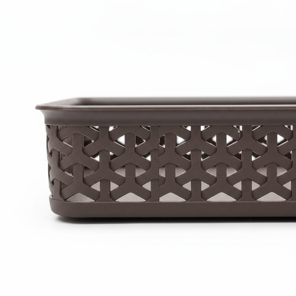 Exclusive Multipurpose Plastic Basket Tray - 35×26cm - Dark Brown / White