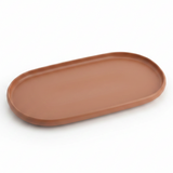 Luhpar Oval Ceramic Serving Tray | 35.4 × 19.4 cm | Taupe, Off White, Brown |