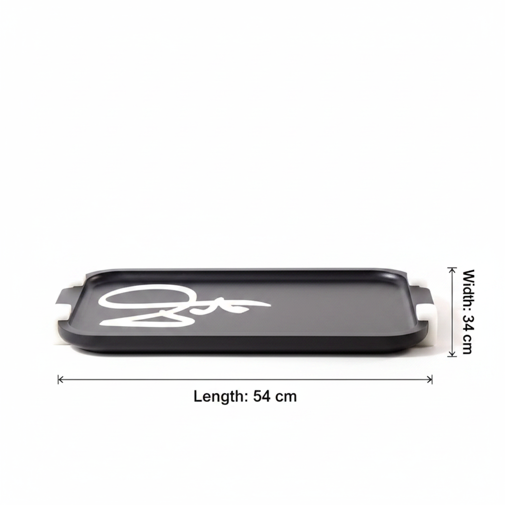 Otantik Sidrah - Stainless Steel Serving Tray - Midnight Silver 54*34cm