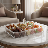 Vague Rectangular Acrylic Candy & Sweets Box with 6 Inner Compartments | 40.6 × 27.5 × 16.5 cm