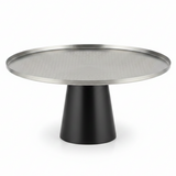 Luhpar Black Wooden Footed Brushed Silver Stainless Steel Cake Stand - 15×30 cm